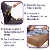 Capa Para Cadeira de Jantar -  Flores Douradas
