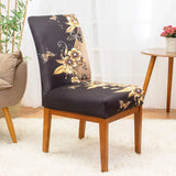 Capa Para Cadeira de Jantar -  Flores Douradas