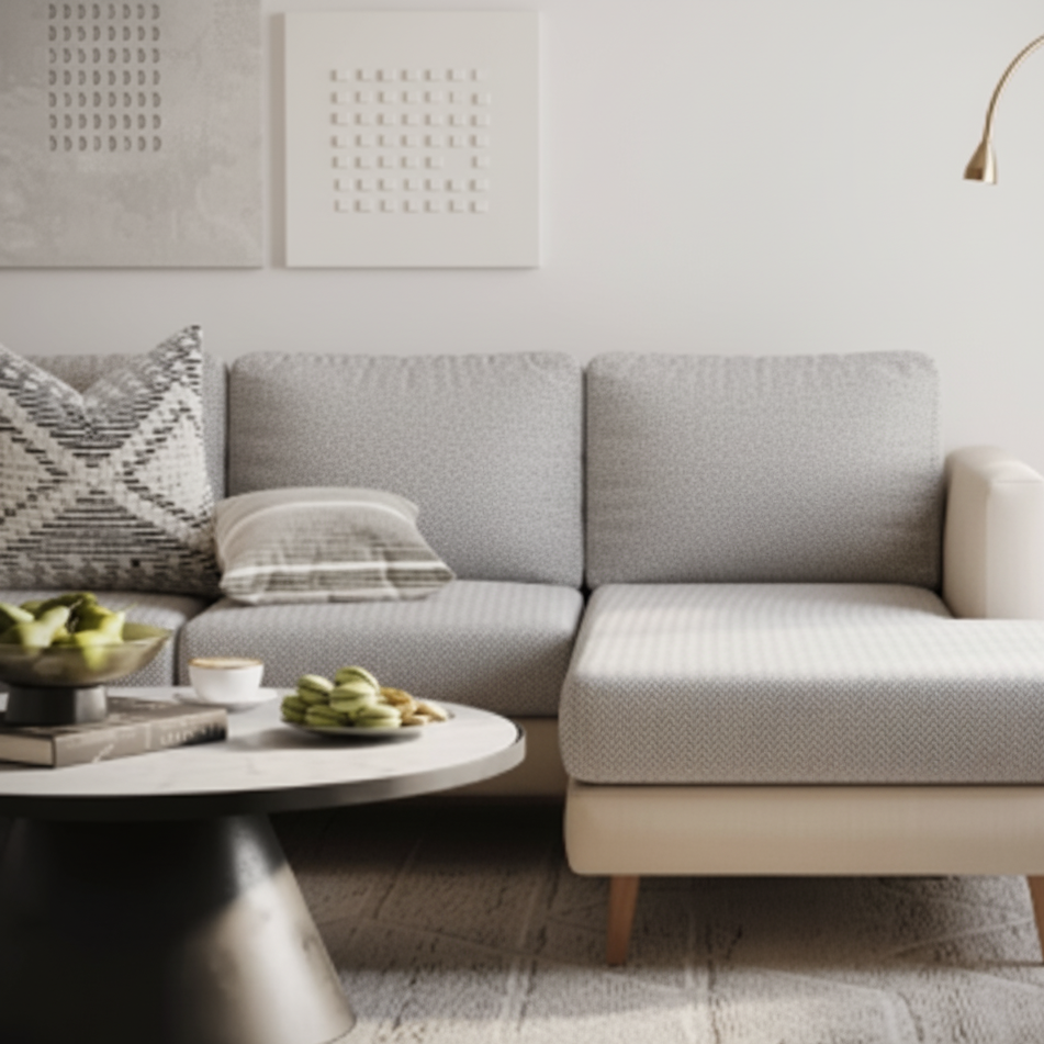 Capa de Sofá de Canto Classic Jacquard - Cinza Claro