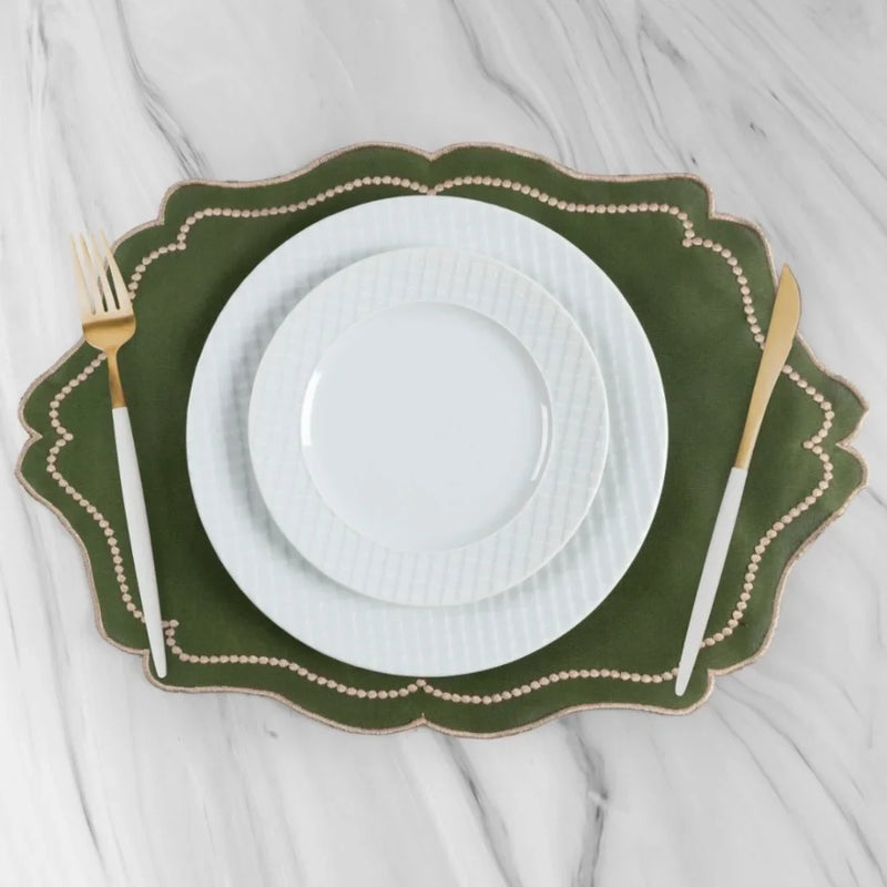 Jogo Americano Bordado Realeza - Verde Musgo