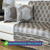 Manta para Sofá Aramado com Almofadas - Chocolate