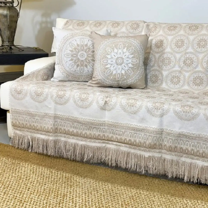 Manta para Sofá Mandala - Bege