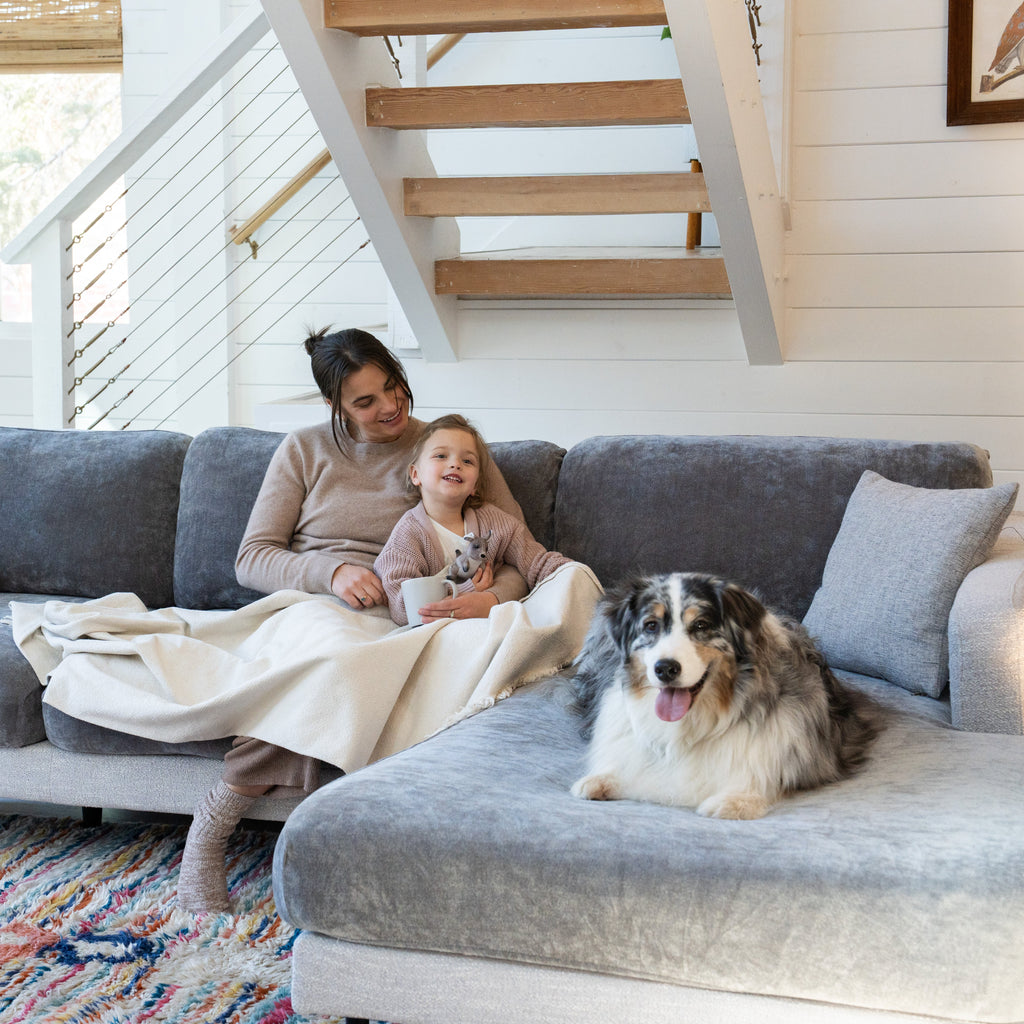 Capa de Sofá de Canto Plush - Cinza Chumbo