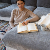 Capa de Sofá de Canto Plush - Cinza Chumbo