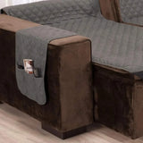 Protetor Sofá Retrátil Impermeável Dupla Face Cinza-Preto