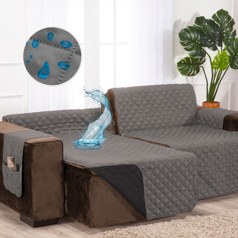 Protetor Sofá Retrátil Impermeável Dupla Face Cinza-Preto