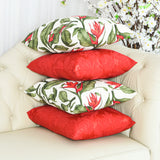 Kit 4 Capas De Almofadas Jacquard Premium - Flamingo com Vermelho