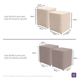 Kit 2 Capa para Puff Quadrado - Sueter e Preto